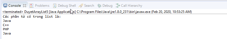 Sử dụng ListIterator duyệt các phần tử của ArrayList Sử dụng ListIterator duyệt các phần tử của ArrayList
