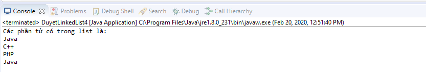 Sử dụng Iterator duyệt các phần tử của LinkedList Sử dụng Iterator duyệt các phần tử của LinkedList