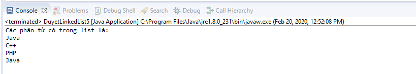 Sử dụng ListIterator duyệt các phần tử của LinkedList Sử dụng ListIterator duyệt các phần tử của LinkedList