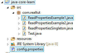 Ví dụ 1: Read properties file trong java Ví dụ 1: Read properties file trong java