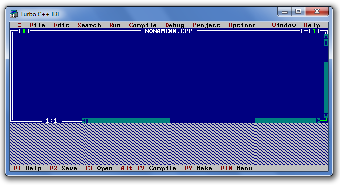 Giao diện ban đầu của Turbo C++ Cài đặt môi trường lập trình C