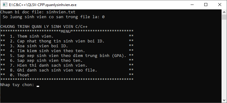 Bài tập quản lý sinh viên trong C/C++ Bài tập quản lý sinh viên trong C/C++