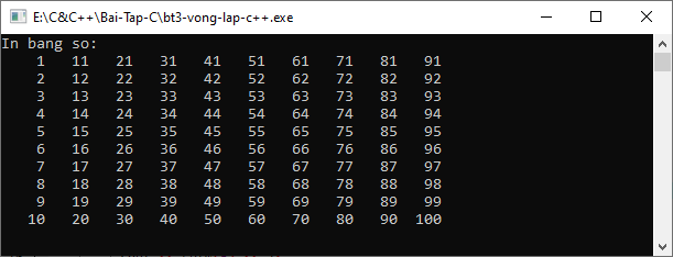 Bài tập vòng lặp trong C++ Bài tập vòng lặp trong C++