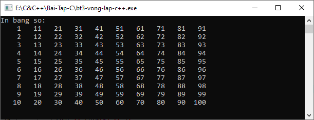 Bài tập vòng lặp trong C++