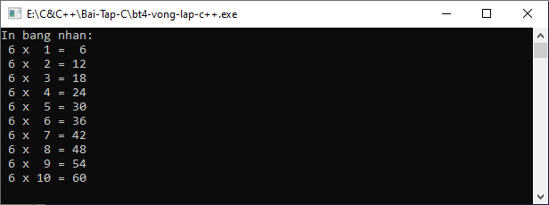 Bài tập vòng lặp trong C++ Bài tập vòng lặp trong C++