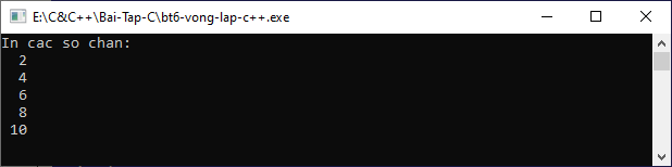 Bài tập vòng lặp trong C++ Bài tập vòng lặp trong C++