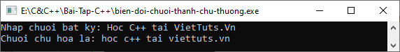 Biến đổi chuỗi thành chữ thường trong C++