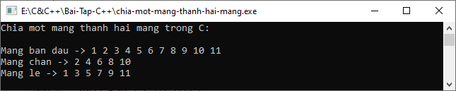 Chia một mảng thành hai mảng trong C++ Chia một mảng thành hai mảng trong C++