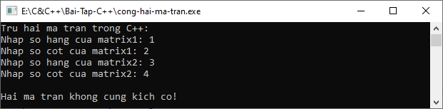 Cộng hai ma trận trong C++ Cộng hai ma trận trong C++