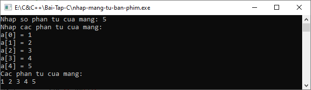 Bài tập C++ - Nhập mảng trong C++ từ bàn phím