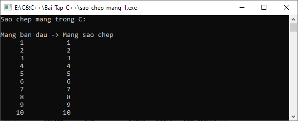 Sao chép mảng trong C++ Sao chép mảng trong C++