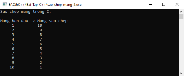 Sao chép mảng trong C++ Sao chép mảng trong C++
