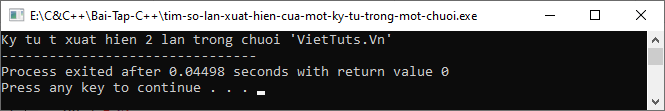 Tìm số lần xuất hiện của một ký tự trong một chuỗi trong C++ Tìm số lần xuất hiện của một ký tự trong một chuỗi trong C++