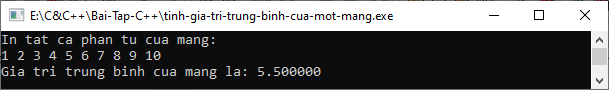 Tính giá trị trung bình của một mảng trong C
