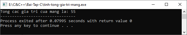 Bài tập C++ - Tính tổng giá trị của một mảng trong C++