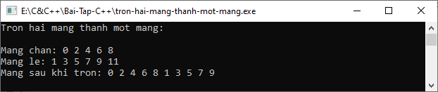 Trộn hai mảng thành một mảng trong C++ Trộn hai mảng thành một mảng trong C++