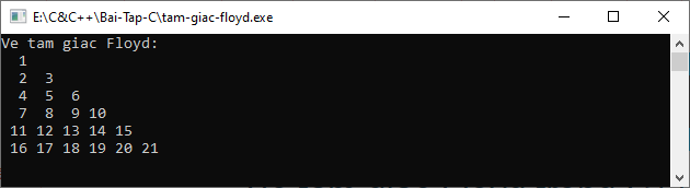 Bài tập C++ - Vẽ tam giác Floyd trong C++