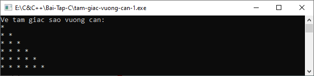 Bài tập C++ - Vẽ tam giác vuông cân trong C++ Bài tập C++ - Vẽ tam giác vuông cân trong C++