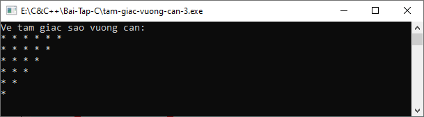 Bài tập C++ - Vẽ tam giác vuông cân trong C++
