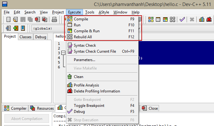 Biên dịch và chạy chương trình C++