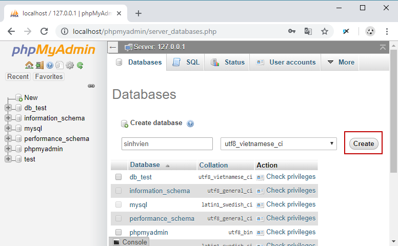 Tạo Database trong MySQL