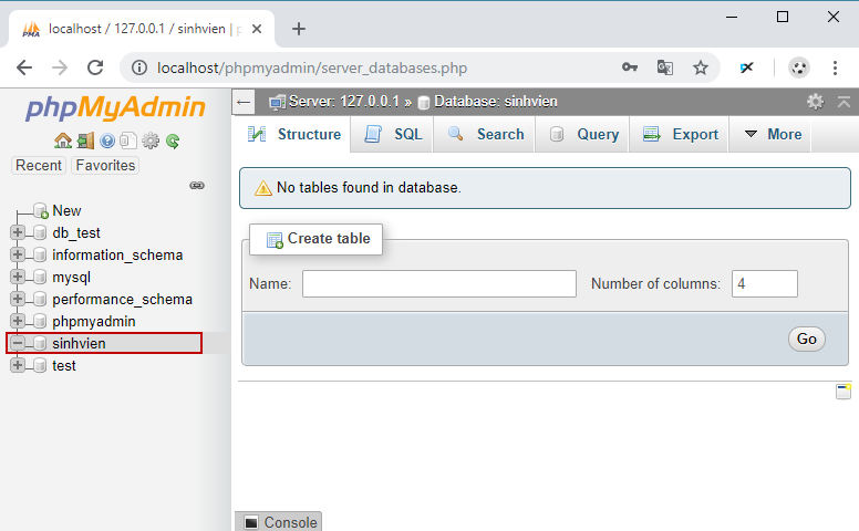 Tạo Database trong MySQL Tạo Database trong MySQL