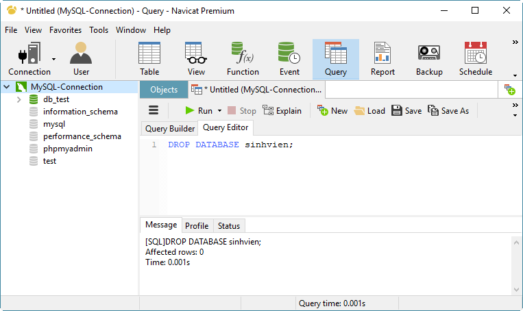 Xóa Database trong MySQL