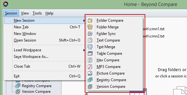 Các tính năng của phần mềm Beyond Compare