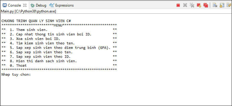 Bài tập quản lý sinh viên trong Python Bài tập quản lý sinh viên trong Python