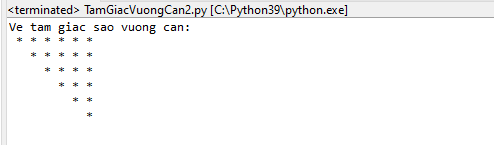 Bài tập Python - Vẽ tam giác vuông cân trong Python Bài tập Python - Vẽ tam giác vuông cân trong Python