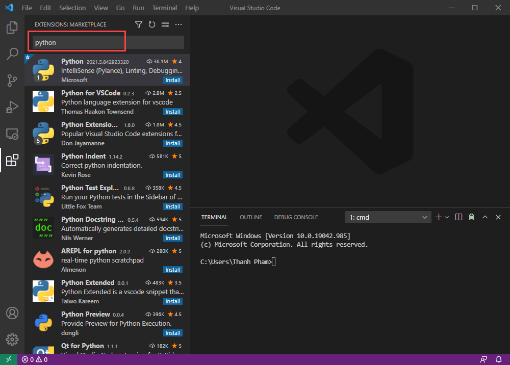 Hướng dẫn bạn lập trình Python với Visual Studio Code Hướng dẫn bạn lập trình Python với Visual Studio Code Studio Code