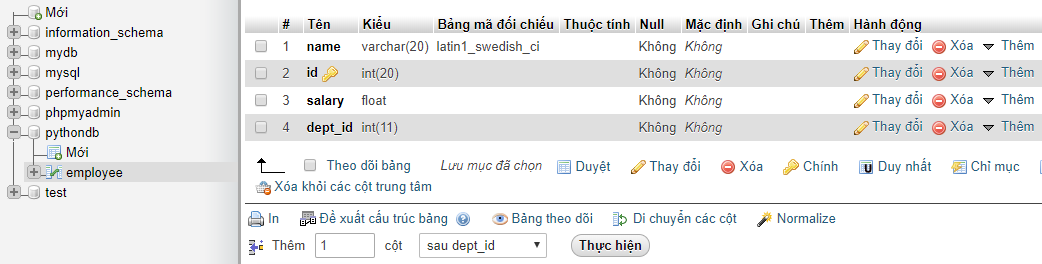 Tạo bảng MySQL trong Python Tạo bảng MySQL trong Python