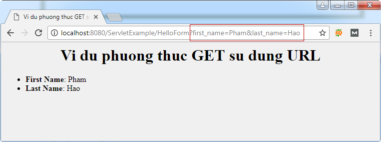 Ví dụ phương thức GET sử dụng URL Ví dụ phương thức GET sử dụng URL