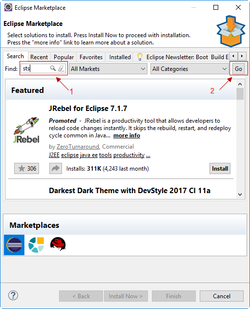 Cài đặt Spring Tool Suite (STS) trong Eclipse Cài đặt Spring Tool Suite (STS) trong Eclipse